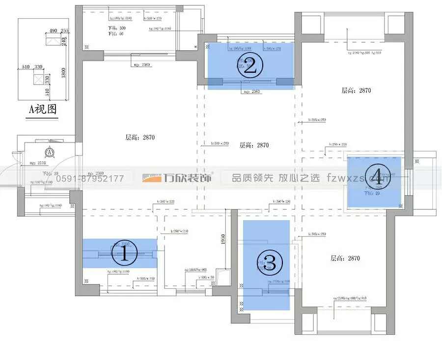 福州裝修公司-香開(kāi)新城量房圖